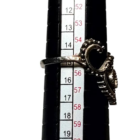 Silver Tone Antlers Ring Missing Cabochon Sz 7.5 - Picture 3 of 6